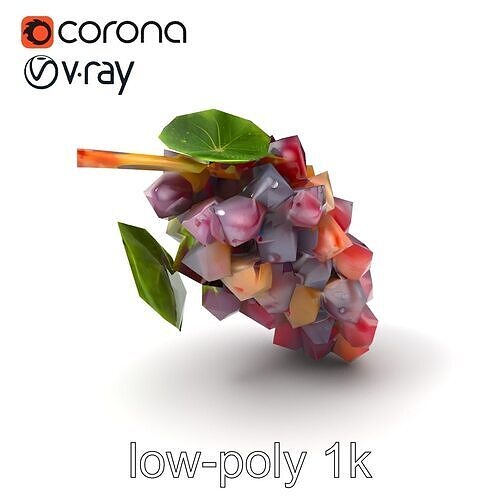 Dewy Grape Bunch Sculpture Model Pack Low-poly 3D model 5