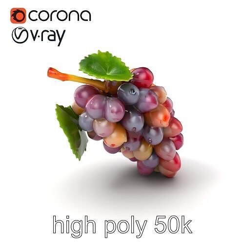Dewy Grape Bunch Sculpture Model Pack Low-poly 3D model 2