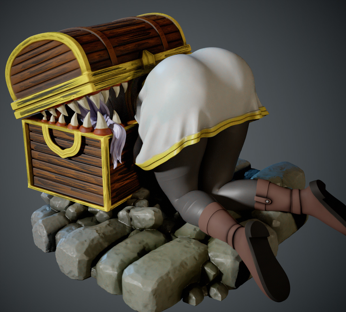 Frieren and Chest  3D print model_1