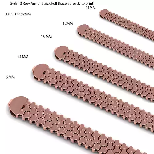 5 SIZE 3 Row Armor Strick Full Bracelet ready to print  3D Model Collection