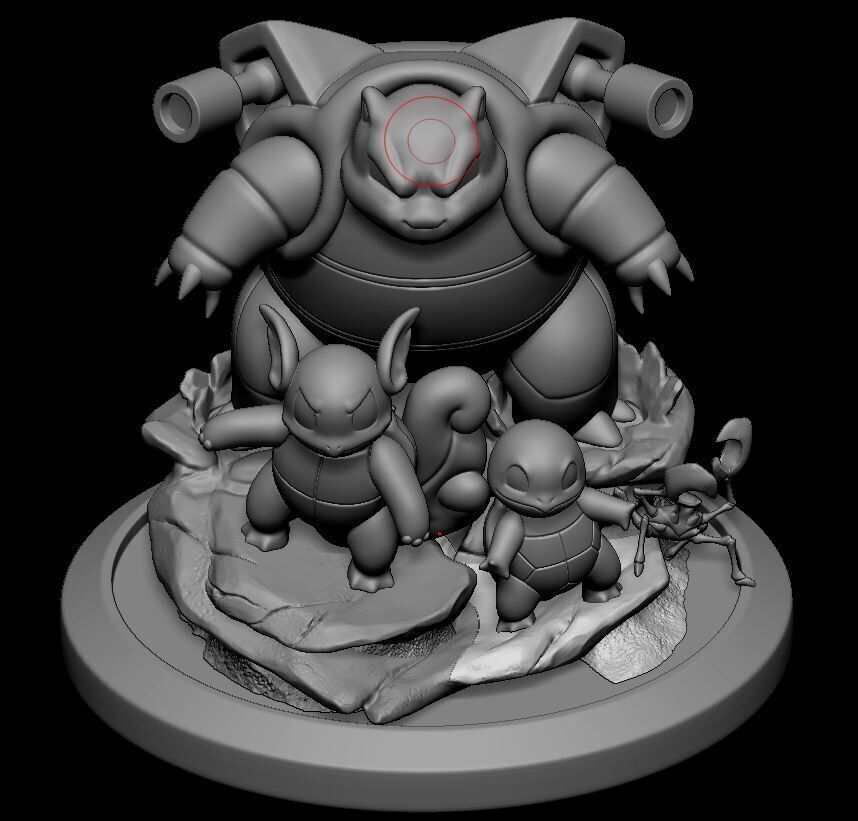 Squirtle Wartortle Blastoise statue 3D print model_7