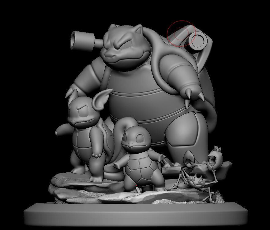 Squirtle Wartortle Blastoise statue 3D print model_4