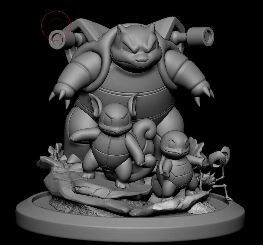 Squirtle Wartortle Blastoise statue 3D print model_3