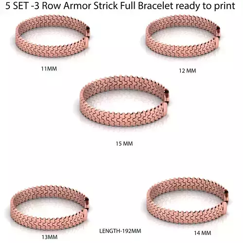 5 SIZE  3 Row Armor Spiral Full Bracelet ready to print 