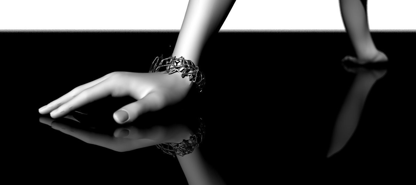 Voronoi Doubleshell Generative Cuff 3D printed Bracelet 3D print model_3