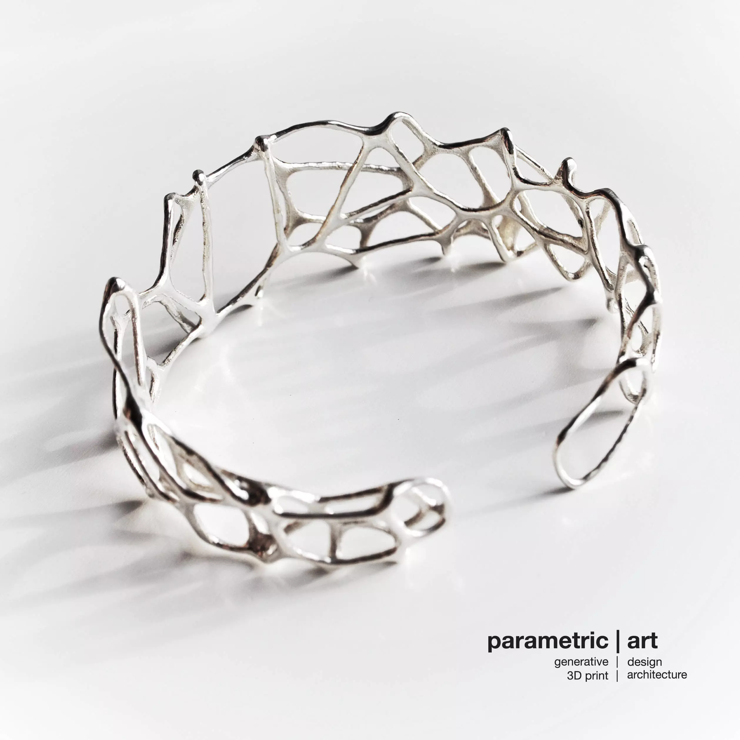 Voronoi Doubleshell Generative Cuff 3D printed Bracelet 3D print model_0