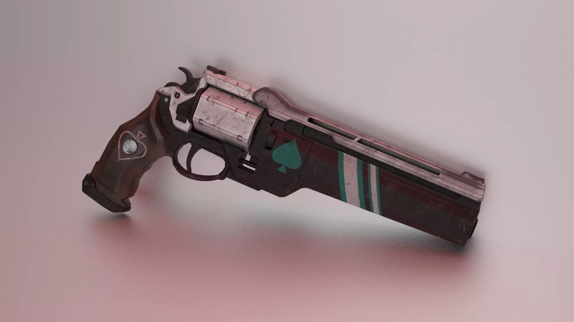 Revolver As Low-poly 3D model_0