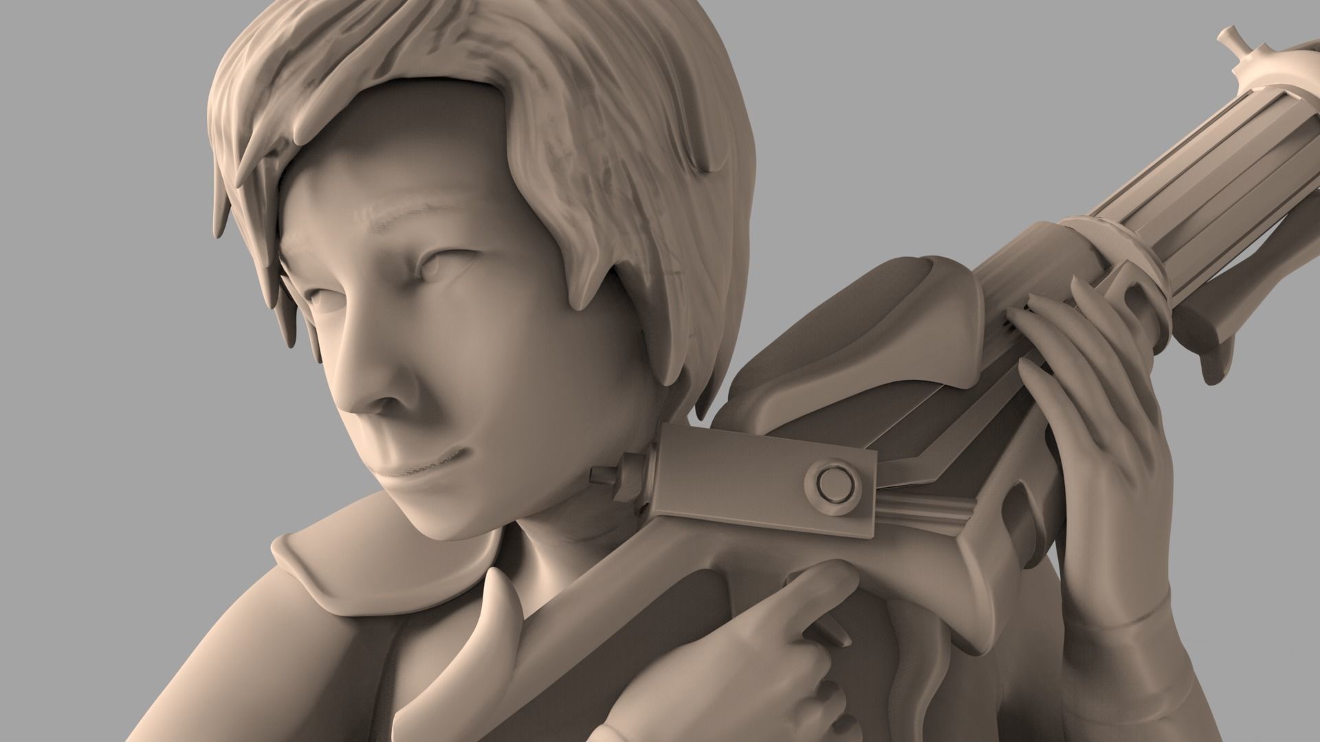 Female fighter 3D print model_4