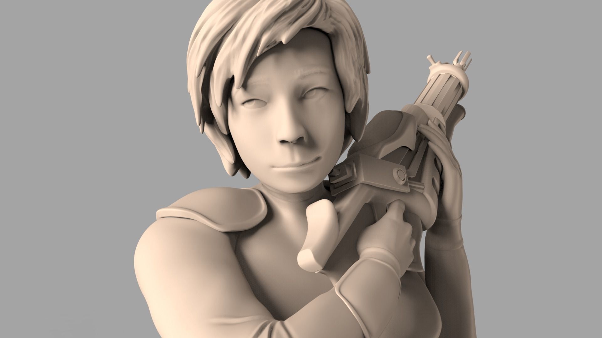 Female fighter 3D print model_3