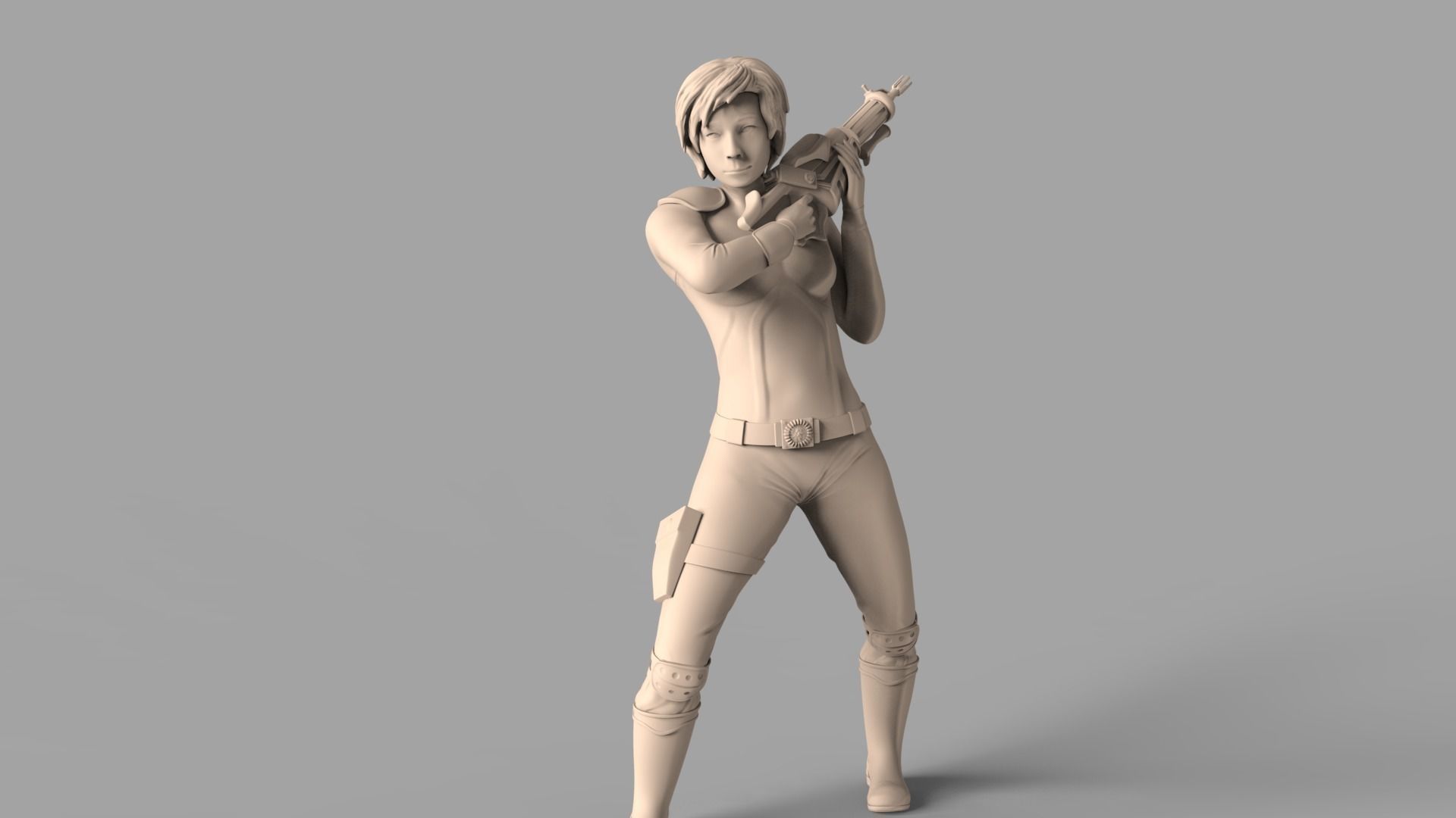 Female fighter 3D print model_0