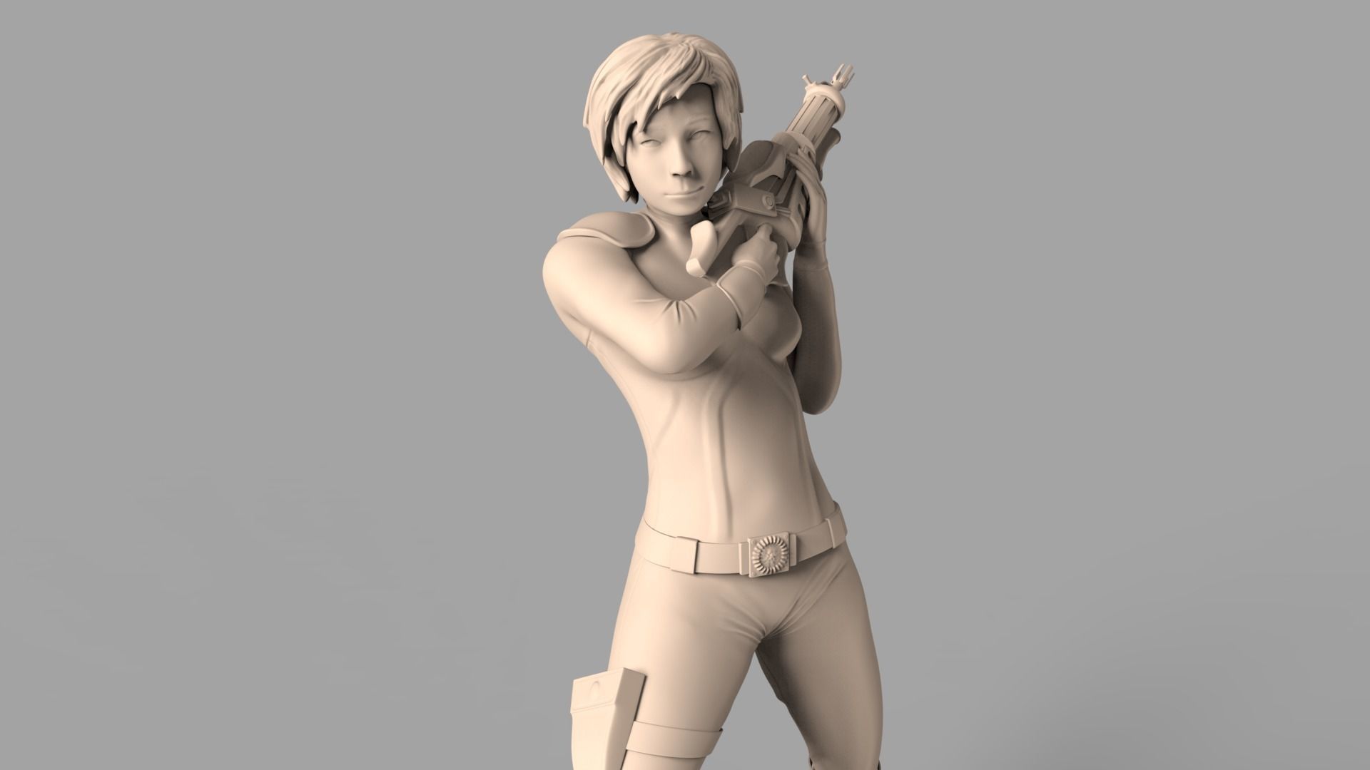 Female fighter 3D print model_1