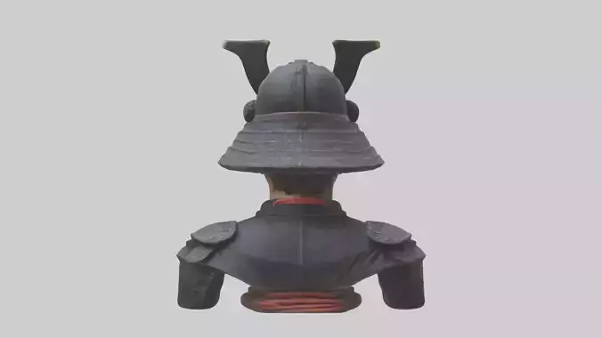 Samurai warrior bust model Low-poly 3D model
