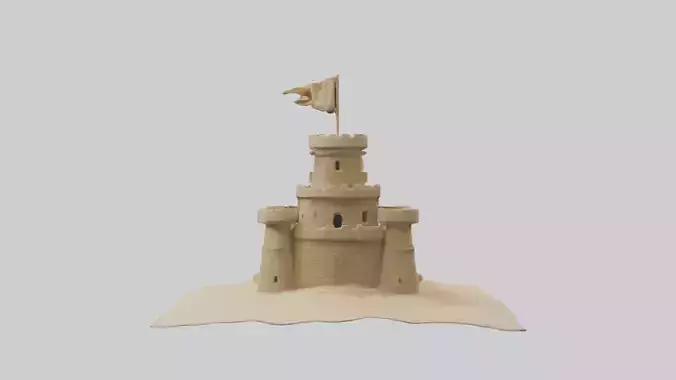 Sandcastle Tower model Low-poly 3D model