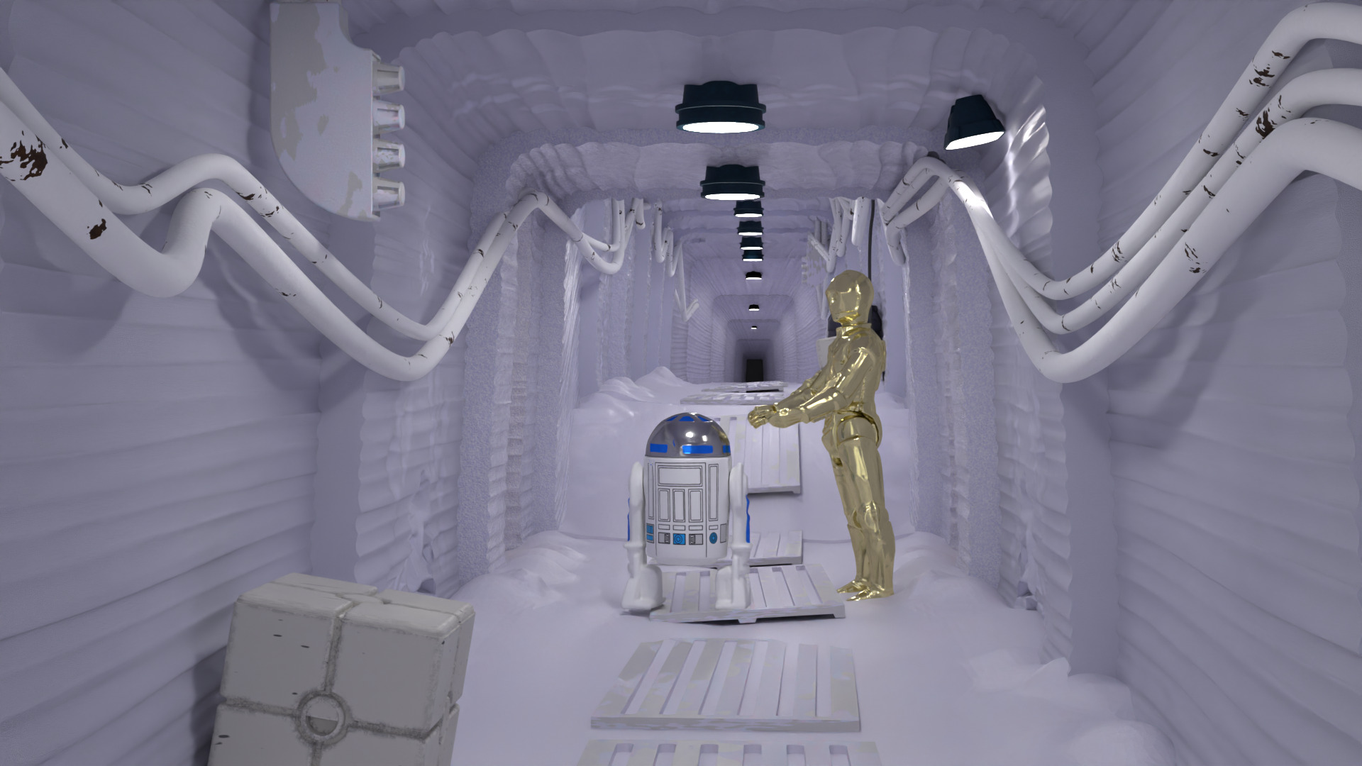 Echo Base Set 2 Hallway panels 1-18 scale Kenner Hasbro 3D print model_1