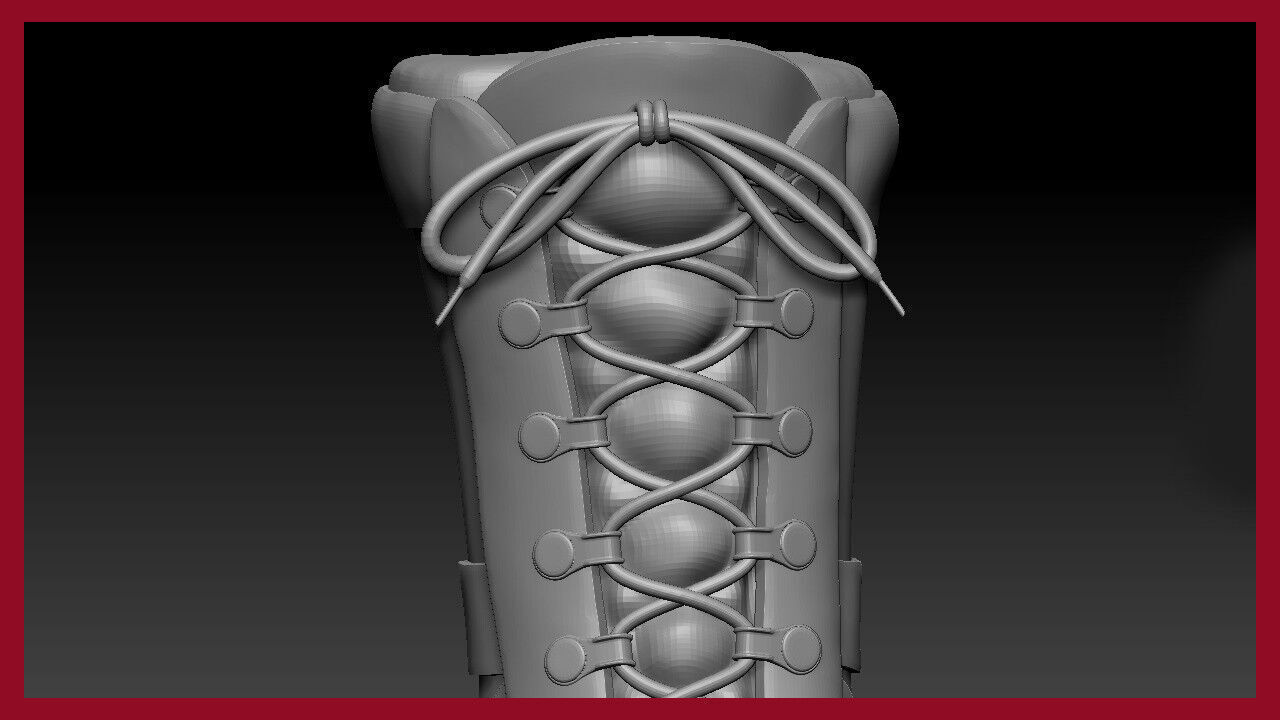 Zbrush 2 IMM Brush - Shoelace and Button - MA ZTL ZBP FBX OBJ 3D model_9