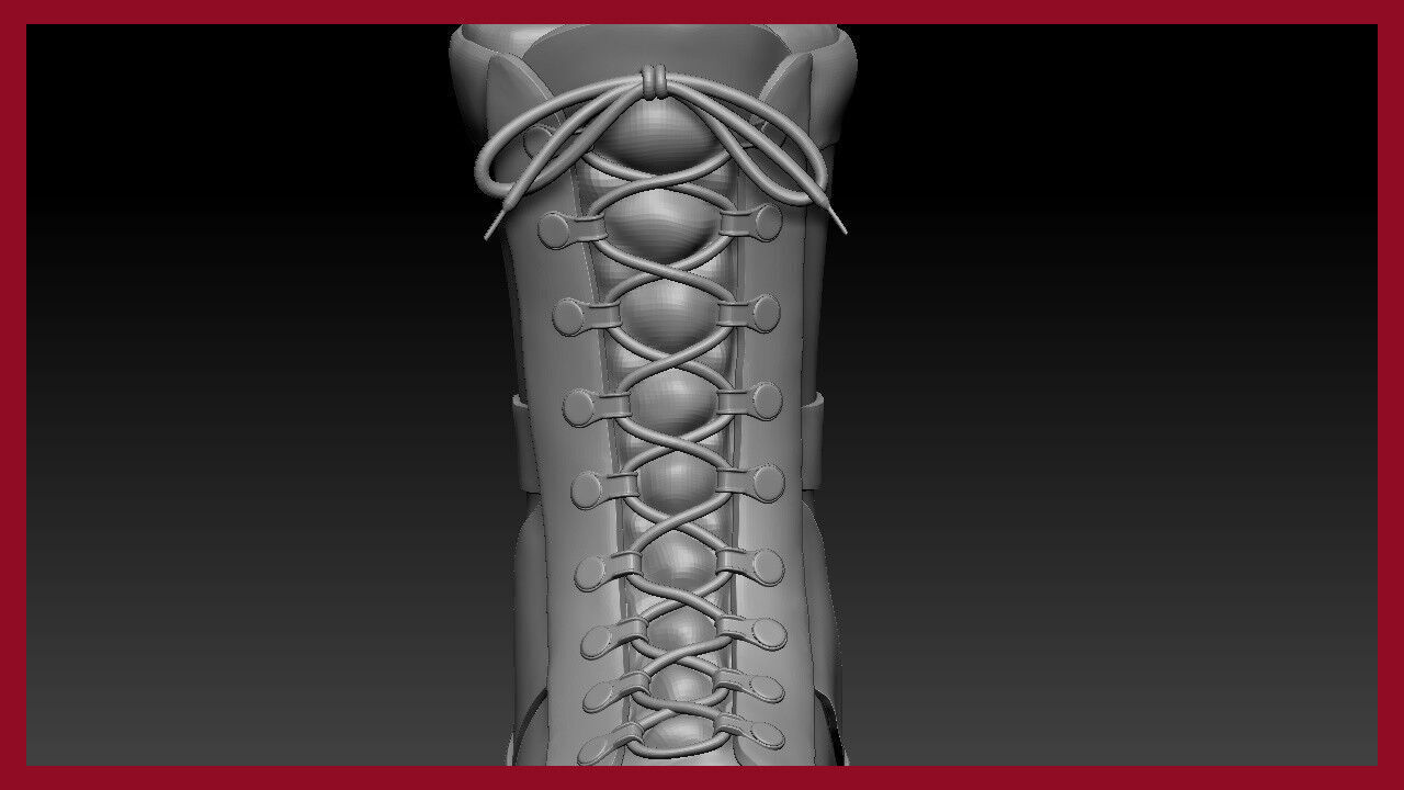 Zbrush 2 IMM Brush - Shoelace and Button - MA ZTL ZBP FBX OBJ 3D model_10