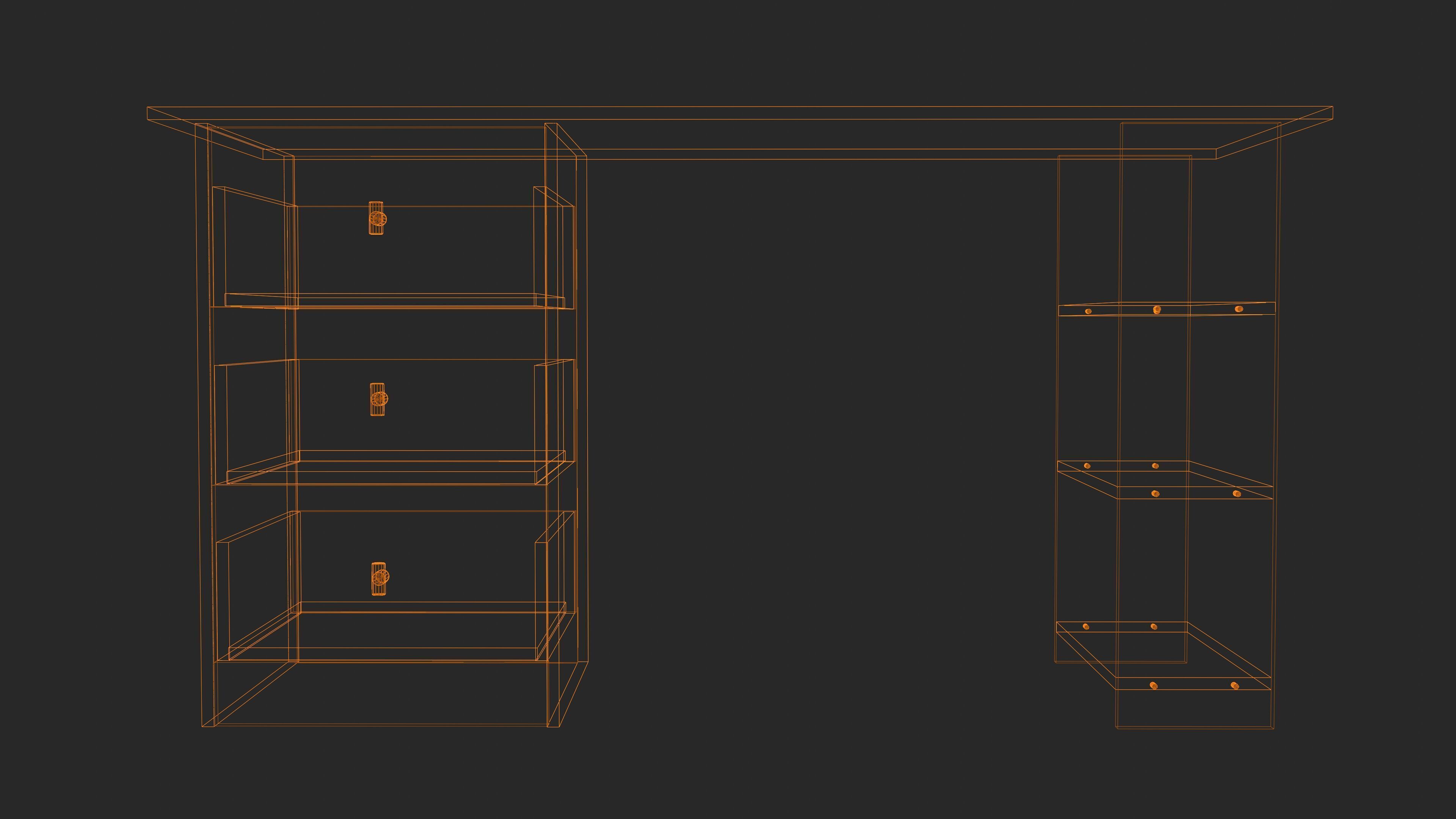 Desk 3D Model Low-poly 3D model_4