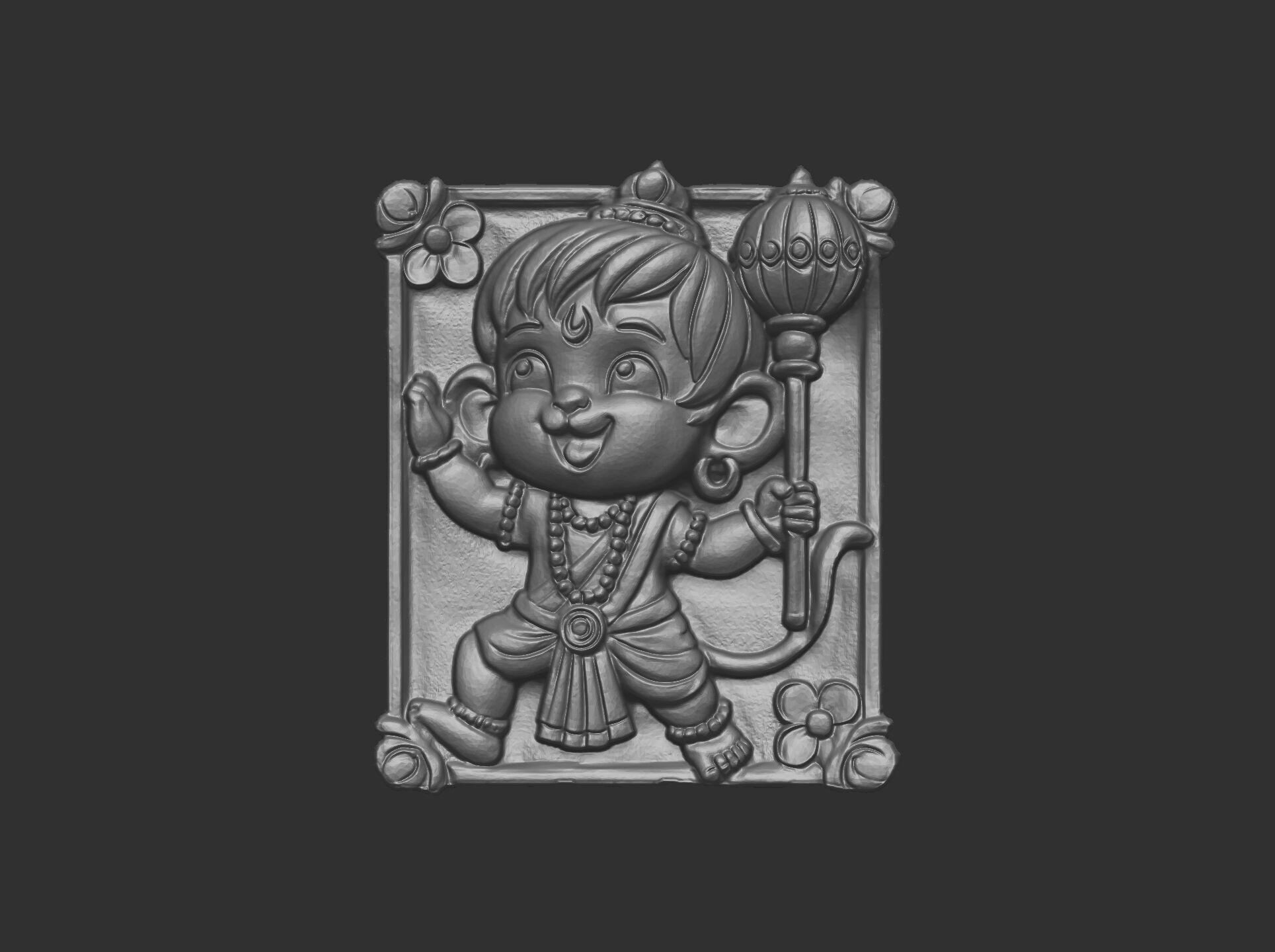 cute hanuman 3dmodel cnc carvings 3D print model_6