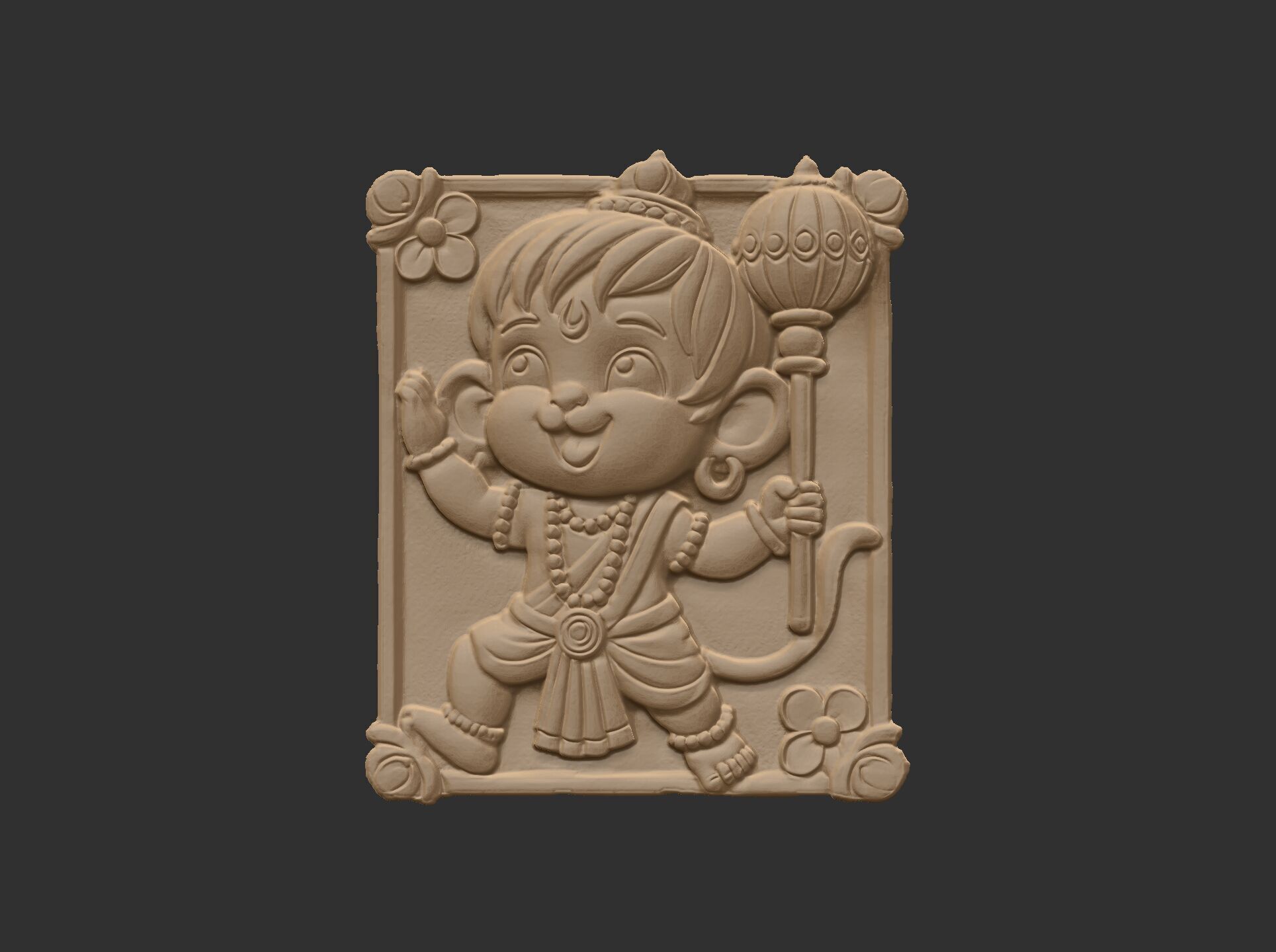 cute hanuman 3dmodel cnc carvings 3D print model_12