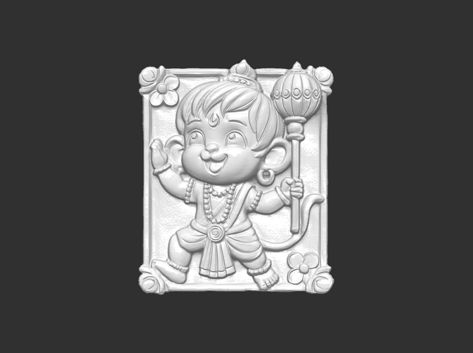 cute hanuman 3dmodel cnc carvings 3D print model_5