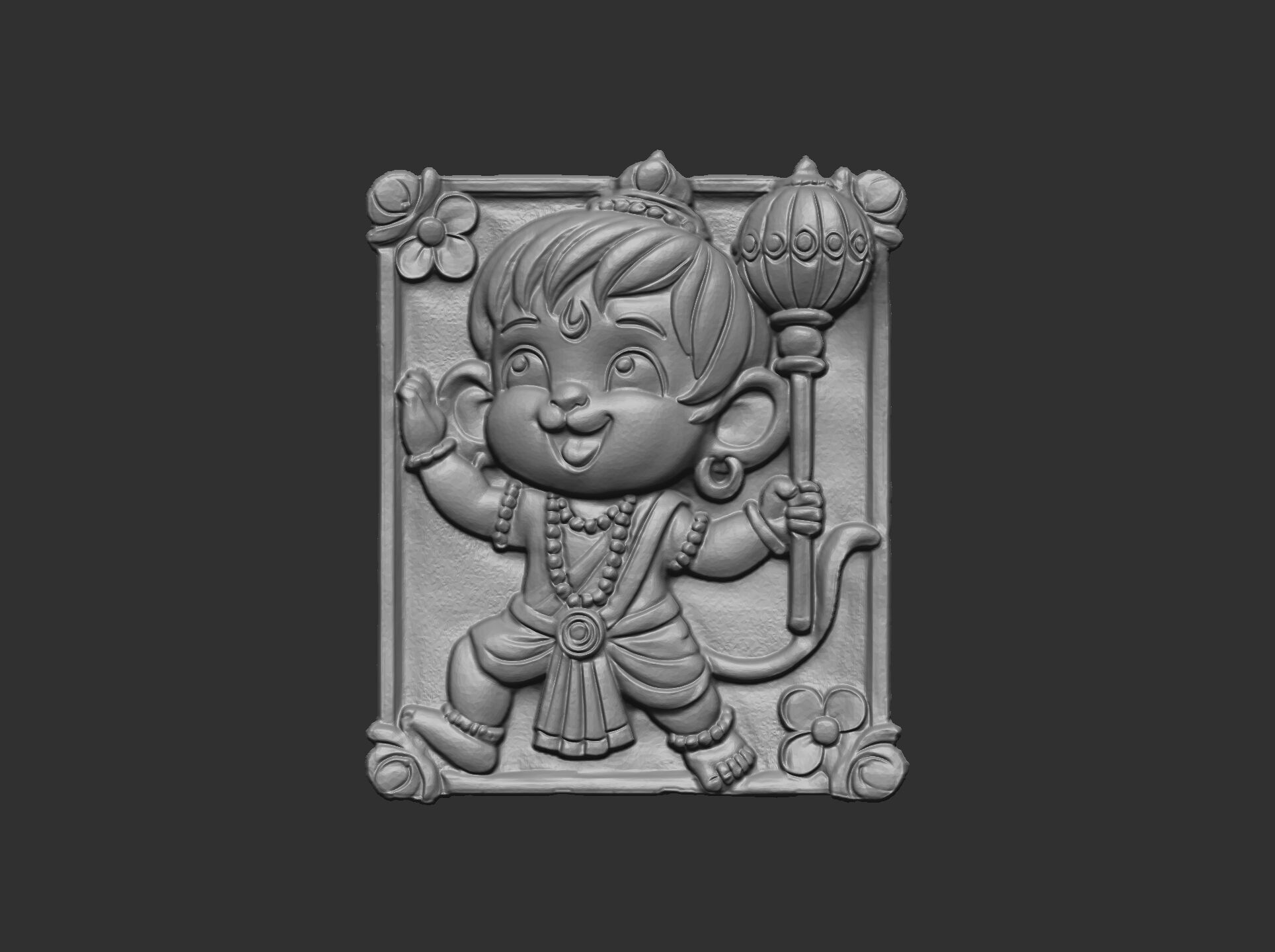 cute hanuman 3dmodel cnc carvings 3D print model_9