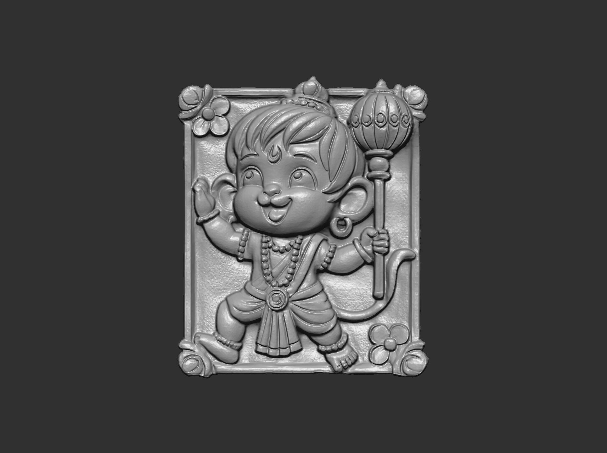cute hanuman 3dmodel cnc carvings 3D print model_4