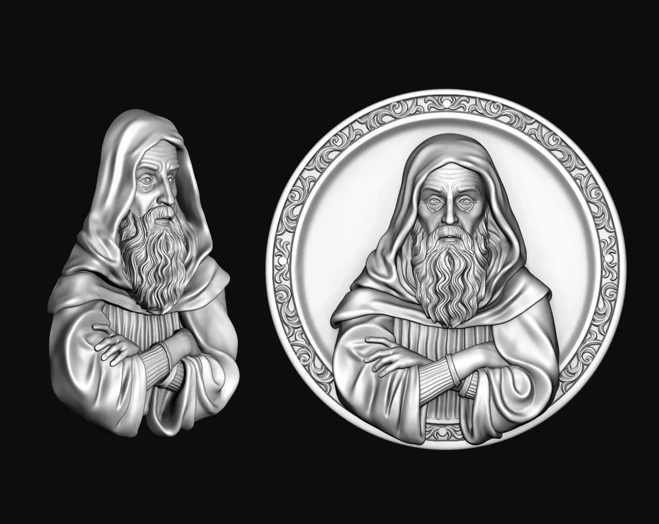 Saint Benedict Medallion And Pendant Bas Relief 3D print model