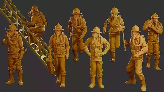 Czechoslovakian firefighter 90s Pack 1 3D Model Collection
