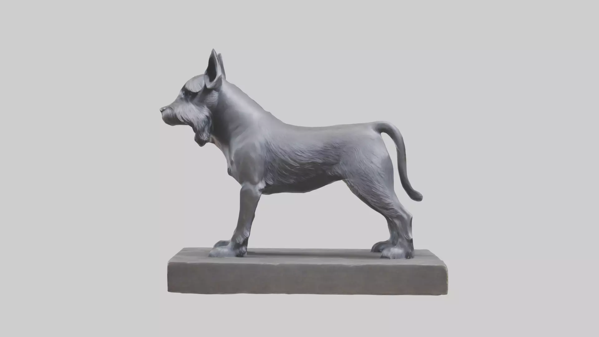 Schnauzer statue model Low-poly 3D model_0