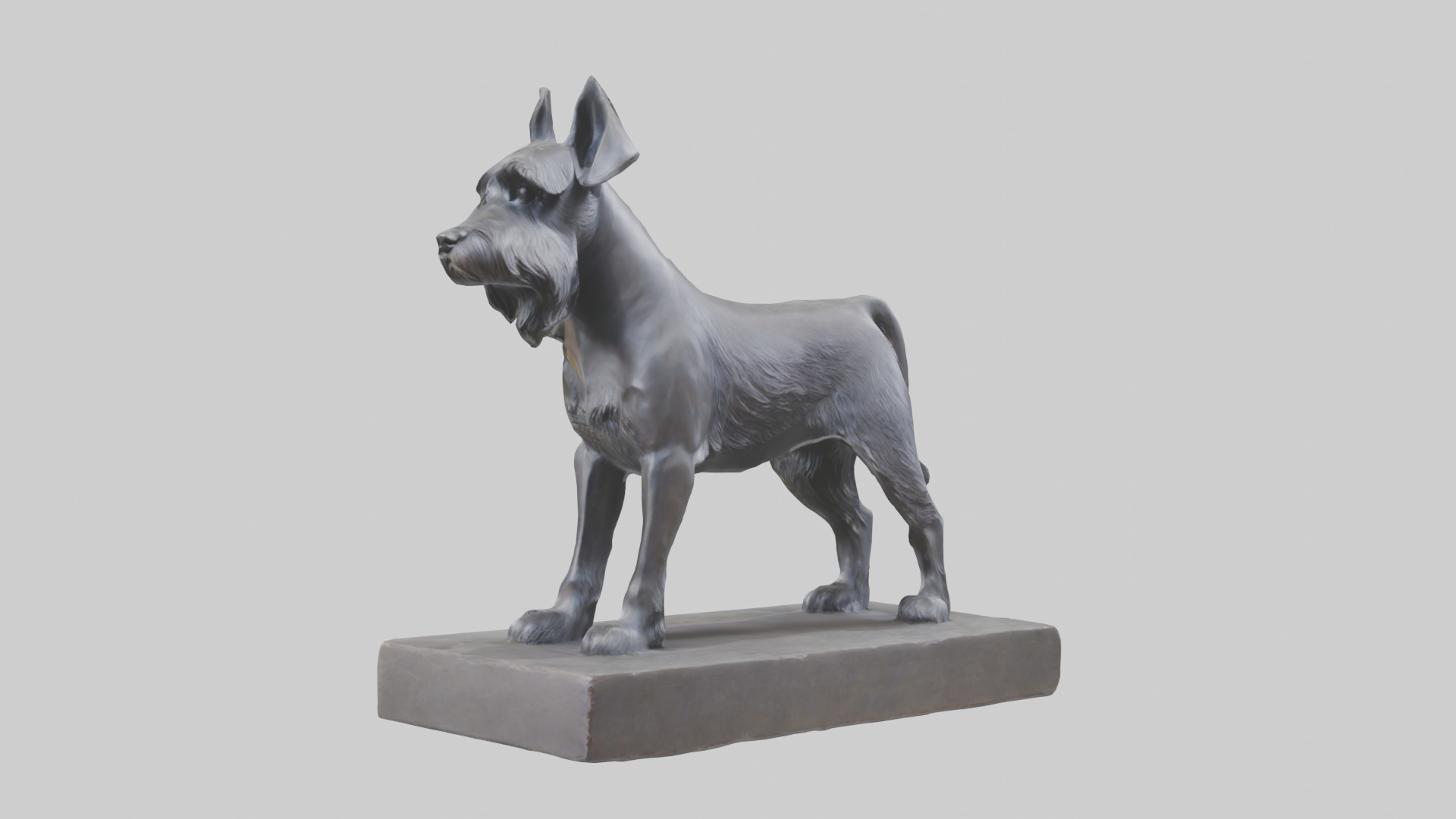 Schnauzer statue model Low-poly 3D model_1