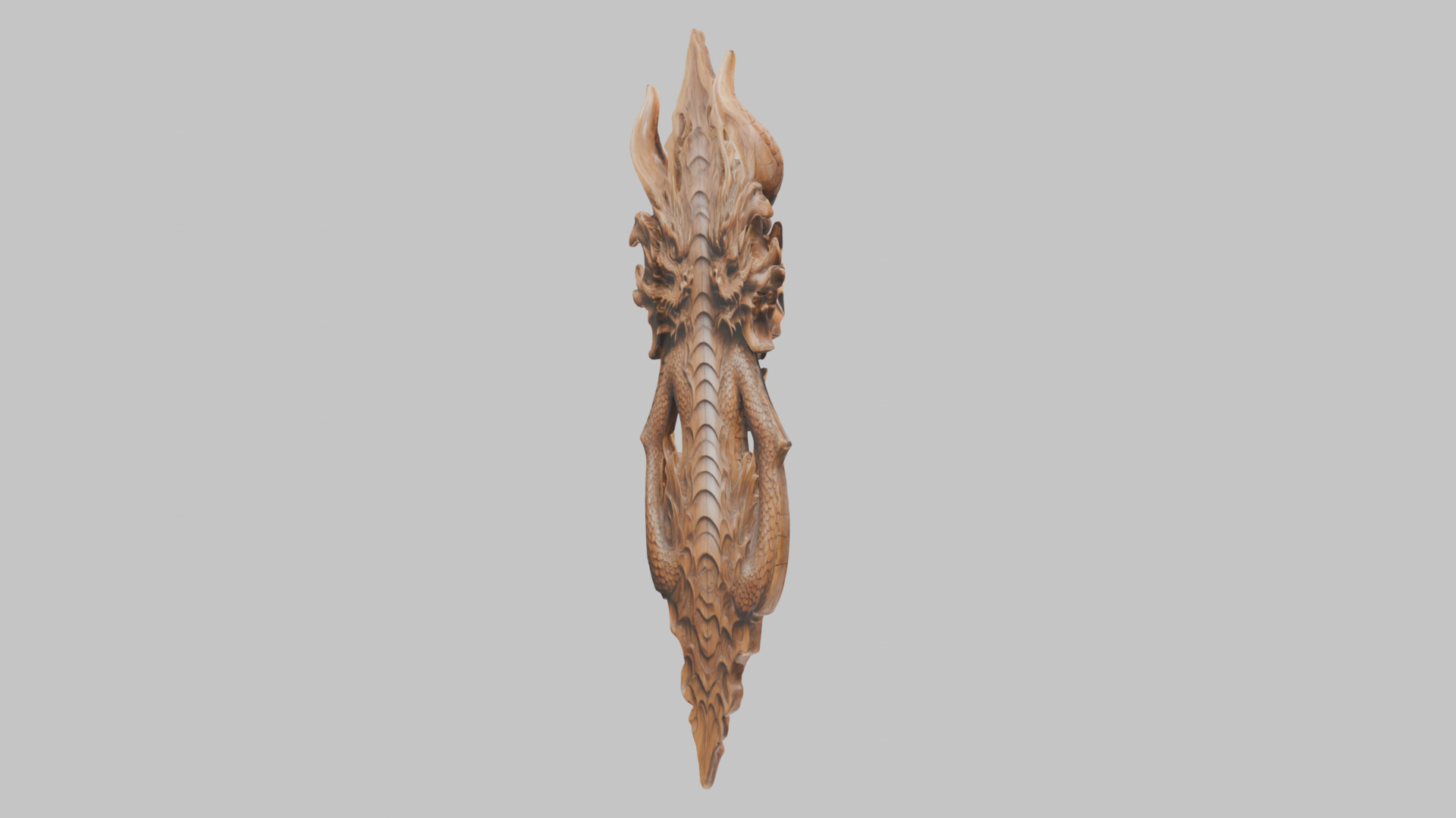 Intricate Carved Wooden Dragon Architectural Element Low-poly 3D model_5