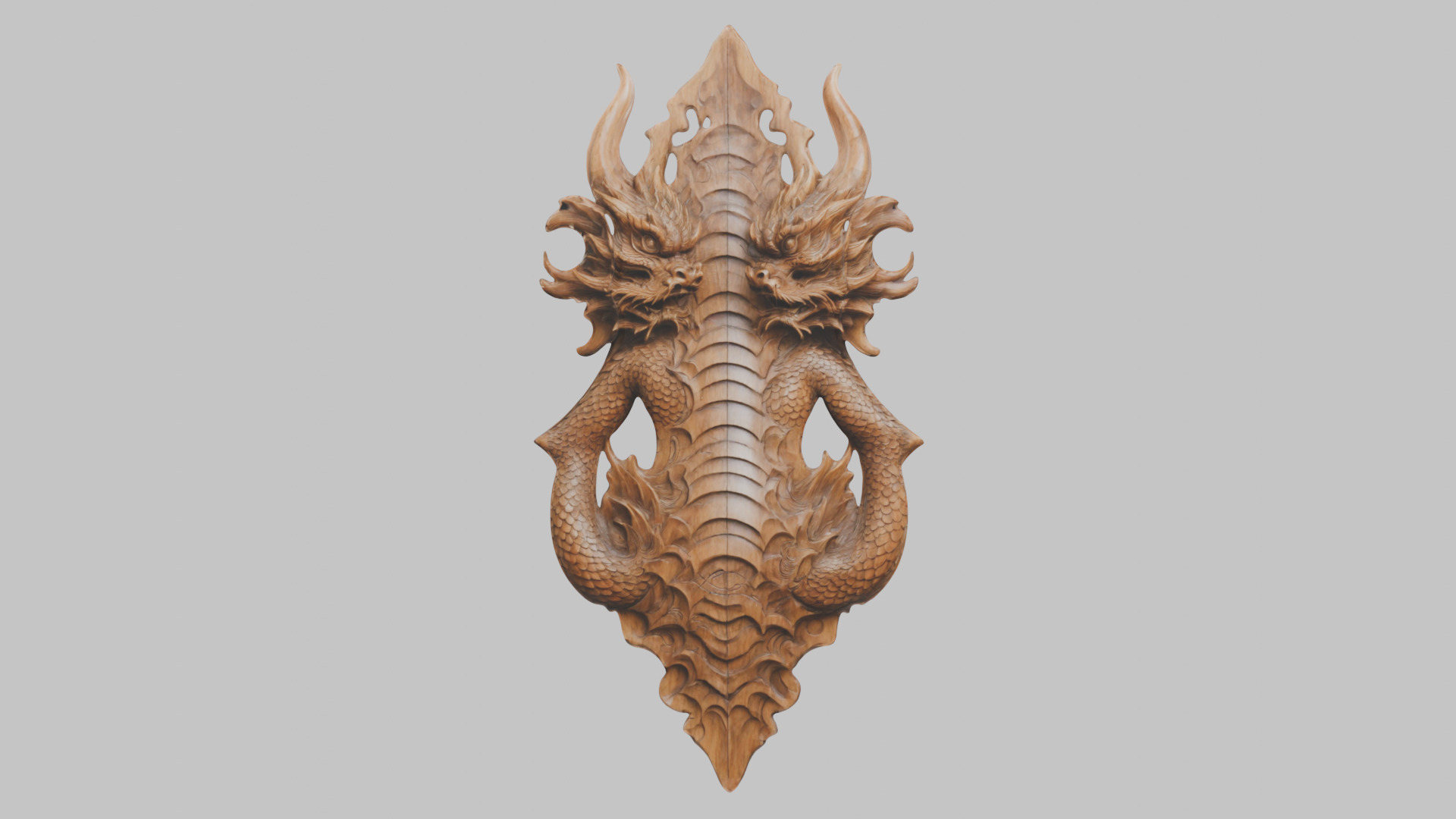Intricate Carved Wooden Dragon Architectural Element Low-poly 3D model_8