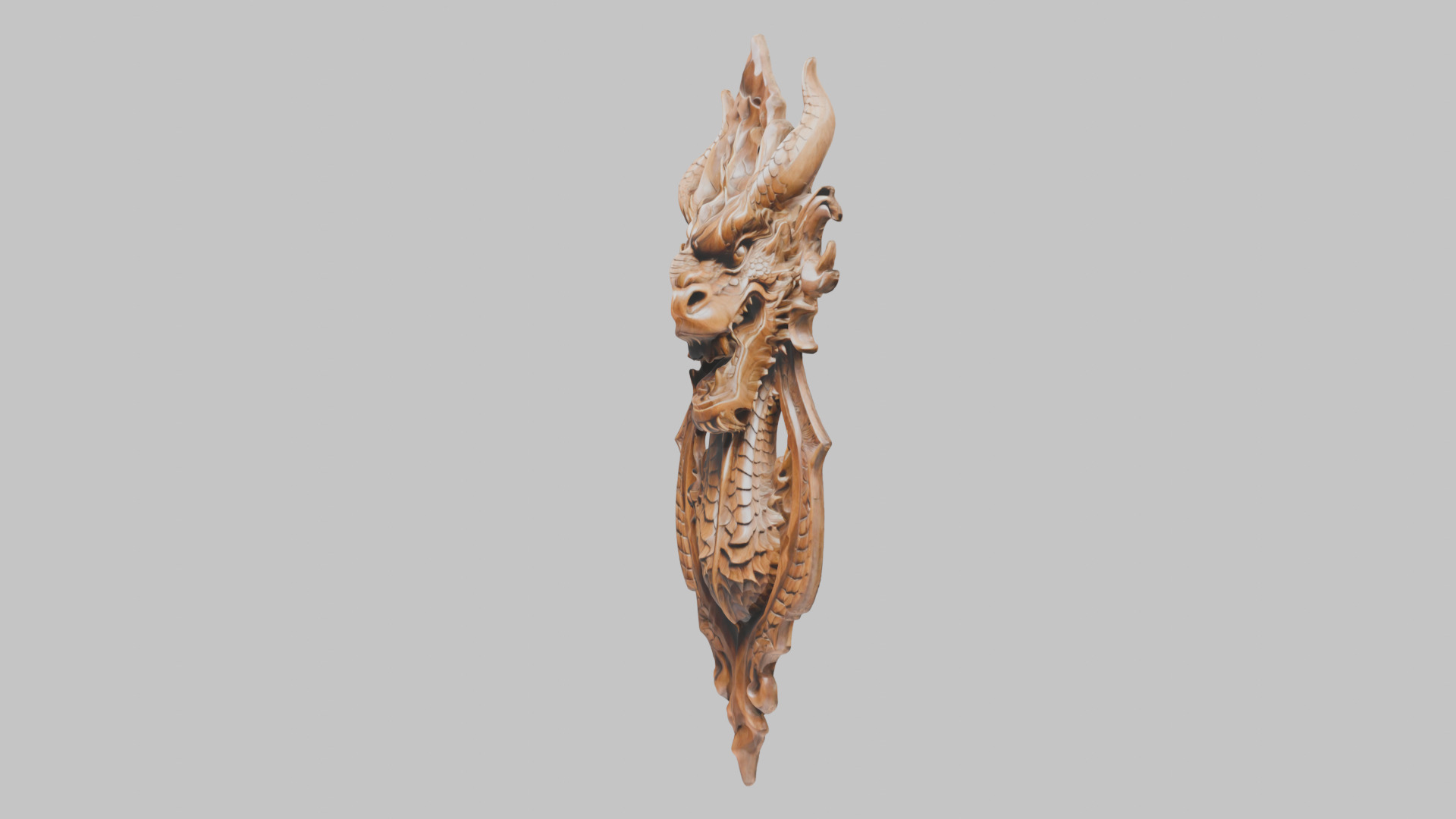 Intricate Carved Wooden Dragon Architectural Element Low-poly 3D model_13