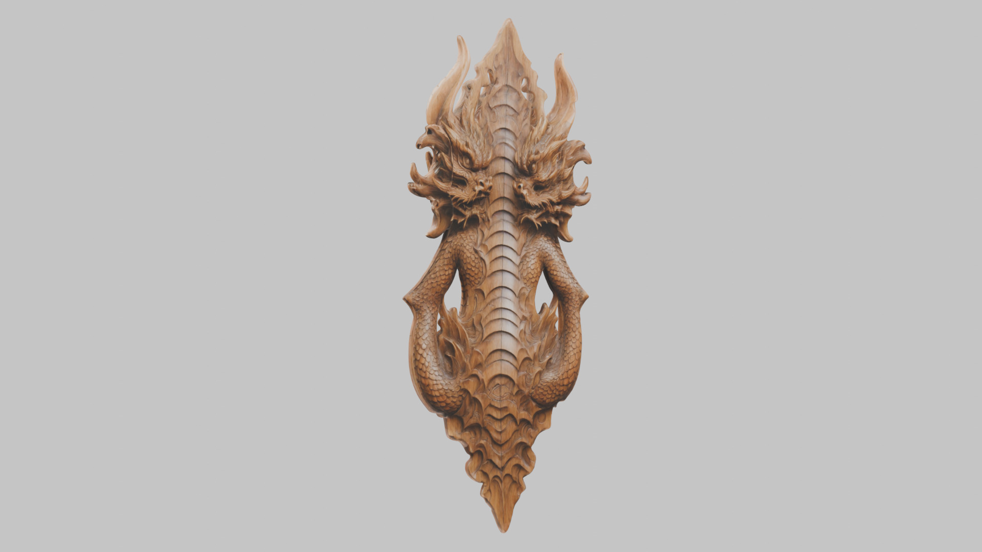 Intricate Carved Wooden Dragon Architectural Element Low-poly 3D model_10