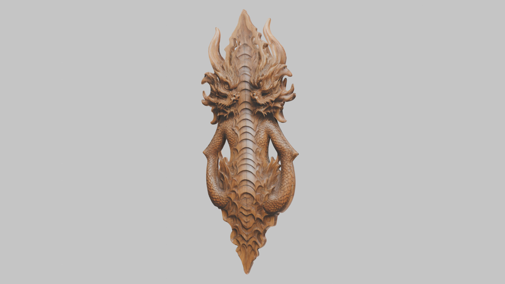 Intricate Carved Wooden Dragon Architectural Element Low-poly 3D model_6