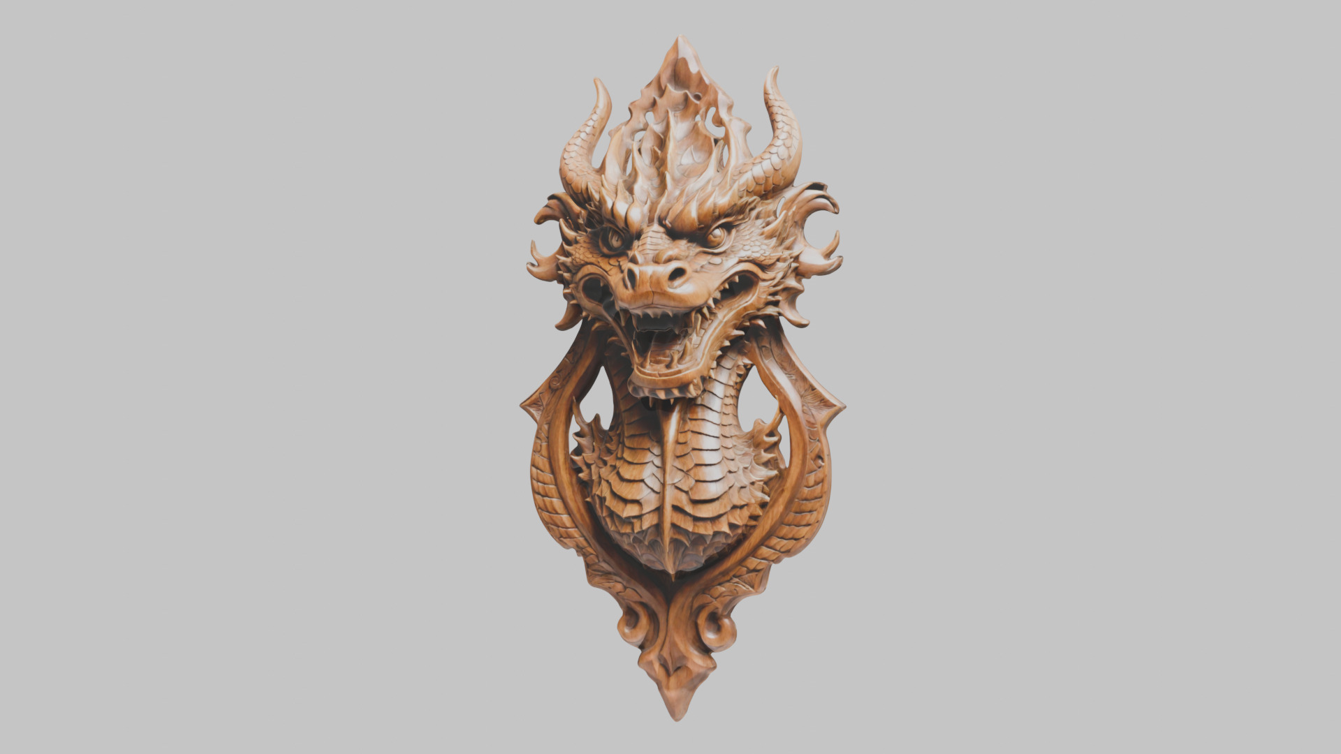 Intricate Carved Wooden Dragon Architectural Element Low-poly 3D model_15