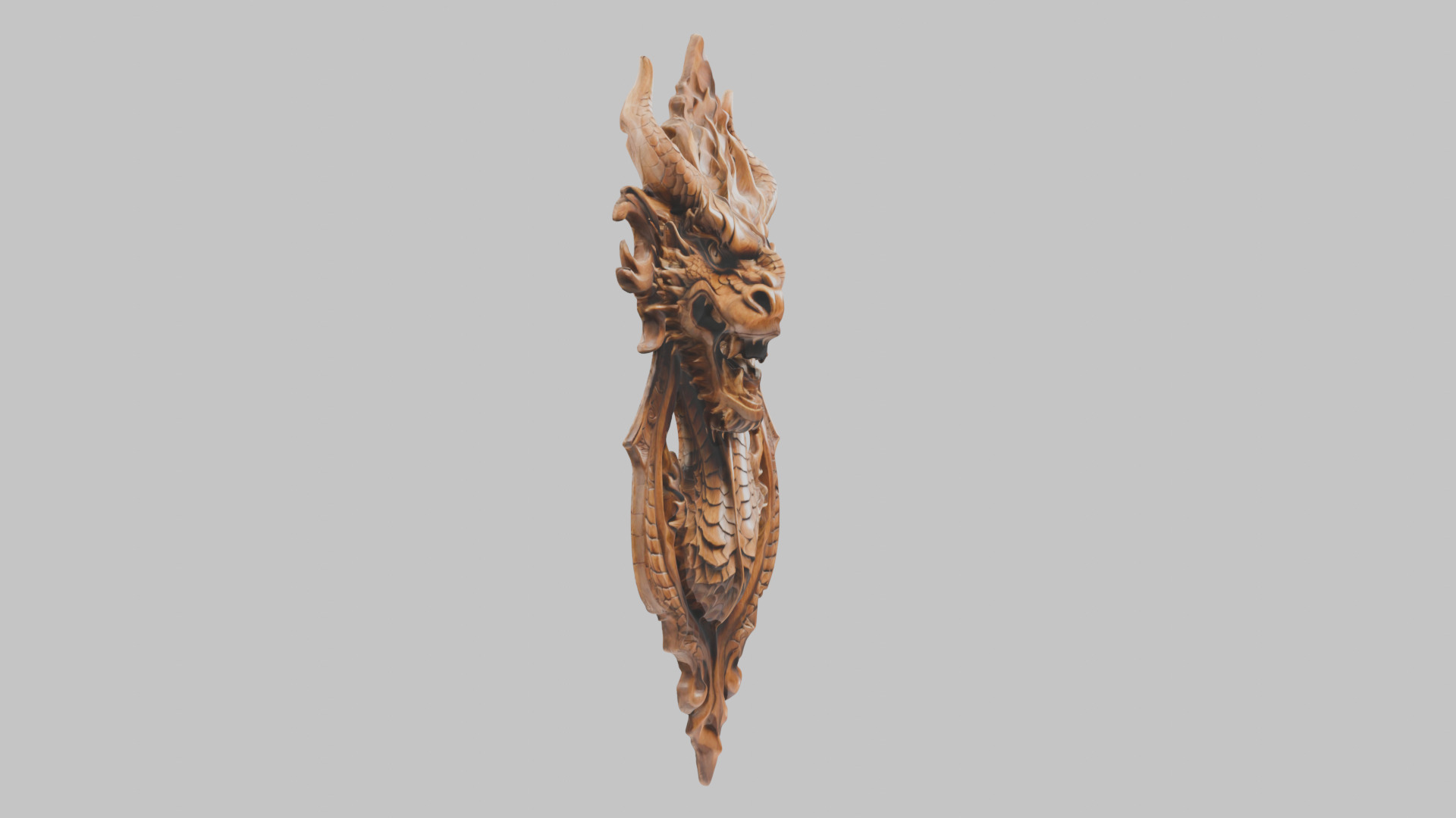 Intricate Carved Wooden Dragon Architectural Element Low-poly 3D model_3