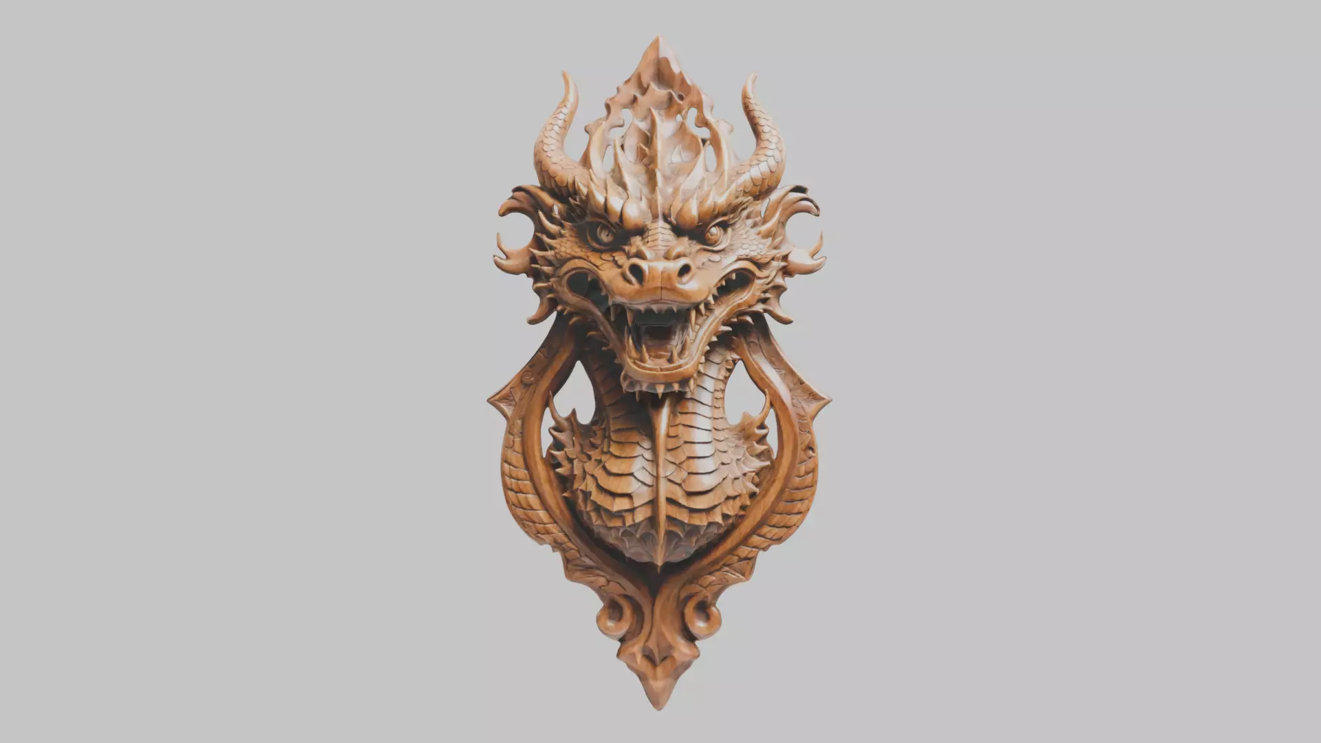Intricate Carved Wooden Dragon Architectural Element Low-poly 3D model_0