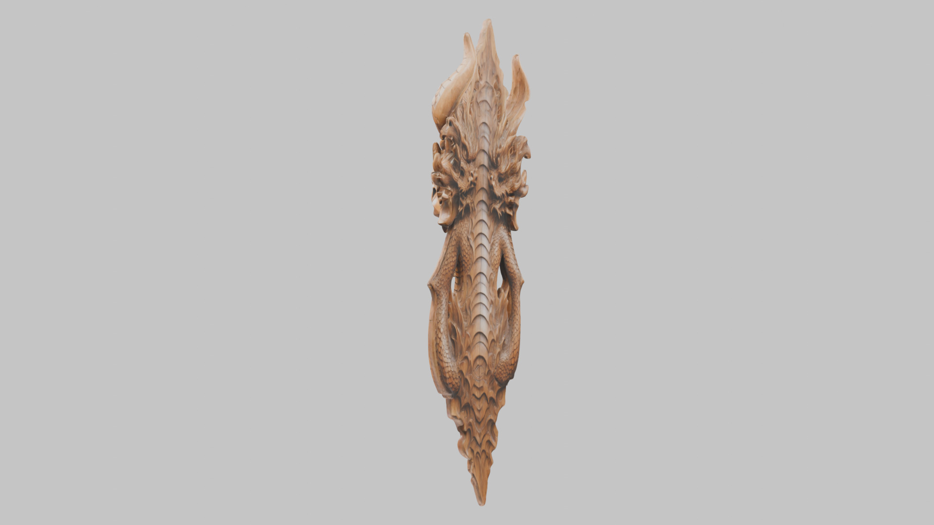 Intricate Carved Wooden Dragon Architectural Element Low-poly 3D model_11
