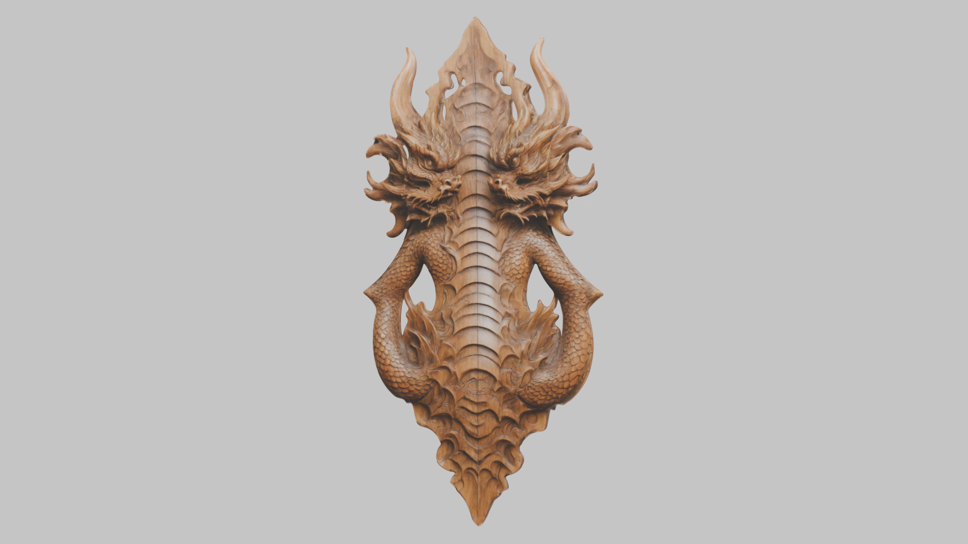 Intricate Carved Wooden Dragon Architectural Element Low-poly 3D model_7