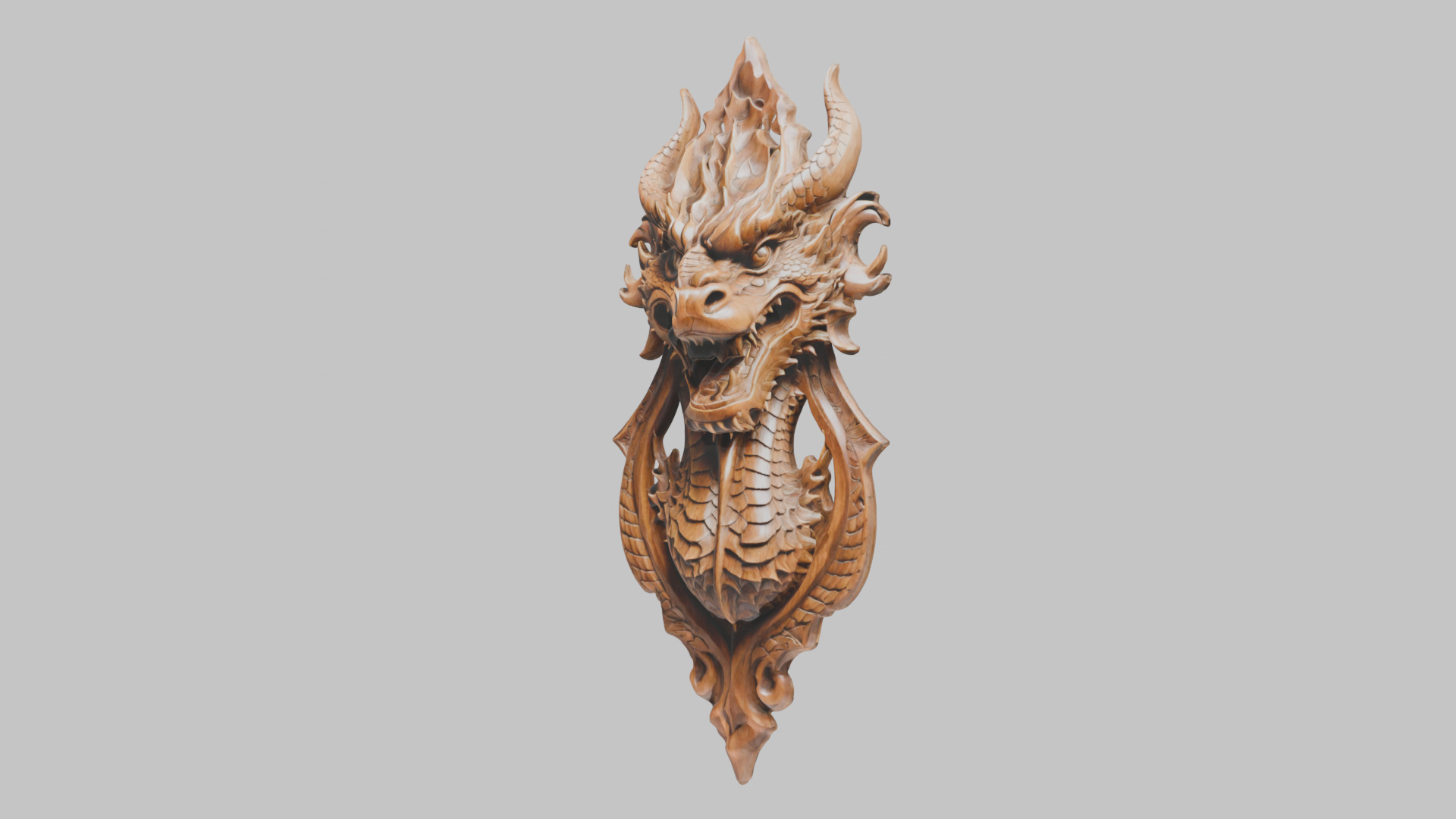 Intricate Carved Wooden Dragon Architectural Element Low-poly 3D model_14