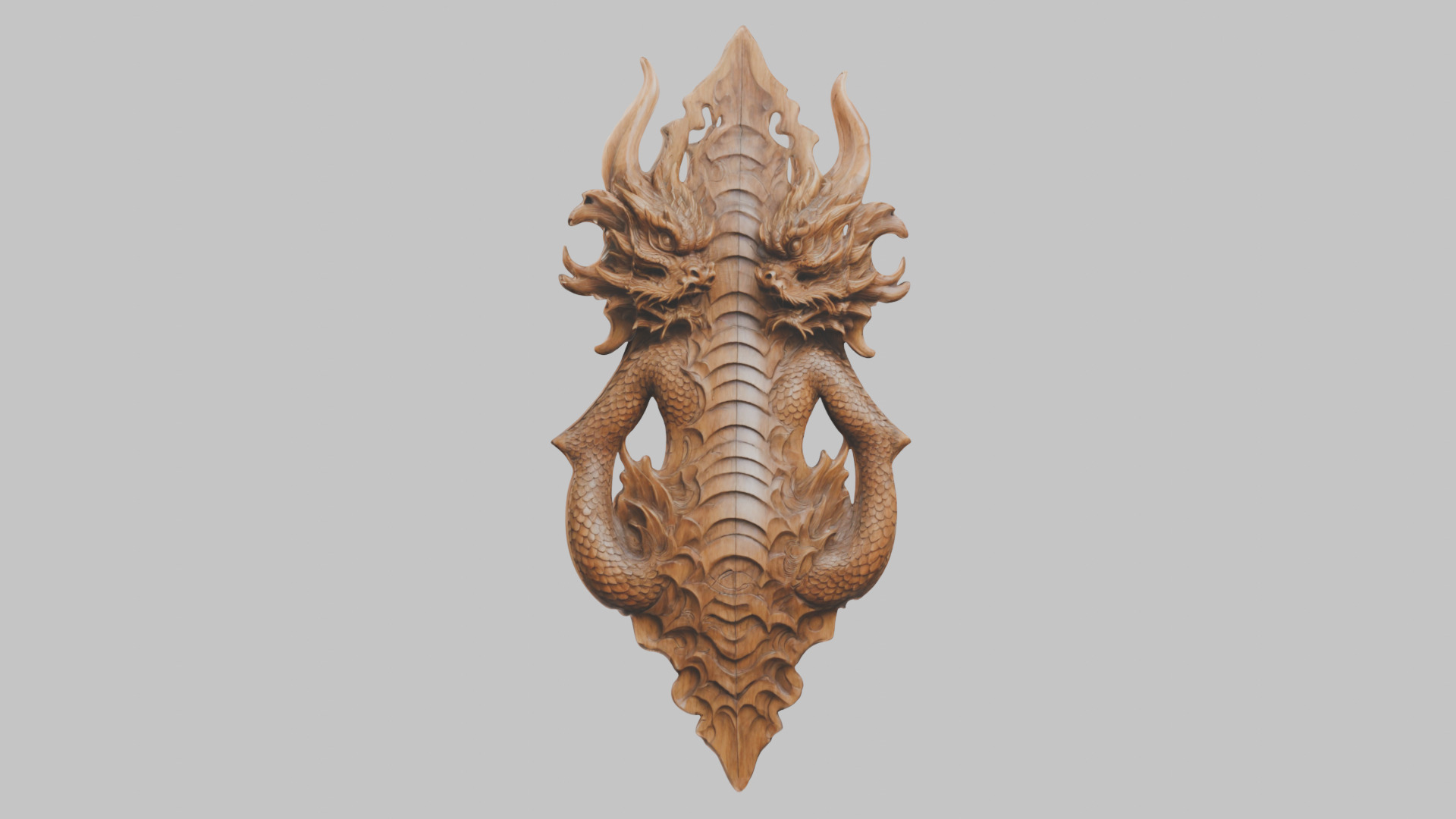 Intricate Carved Wooden Dragon Architectural Element Low-poly 3D model_9