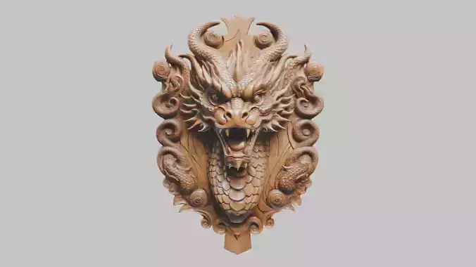 Wooden Dragon head wall mount