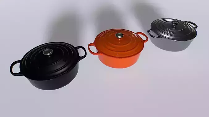 Cooking pot set 2 Low-poly 3D model