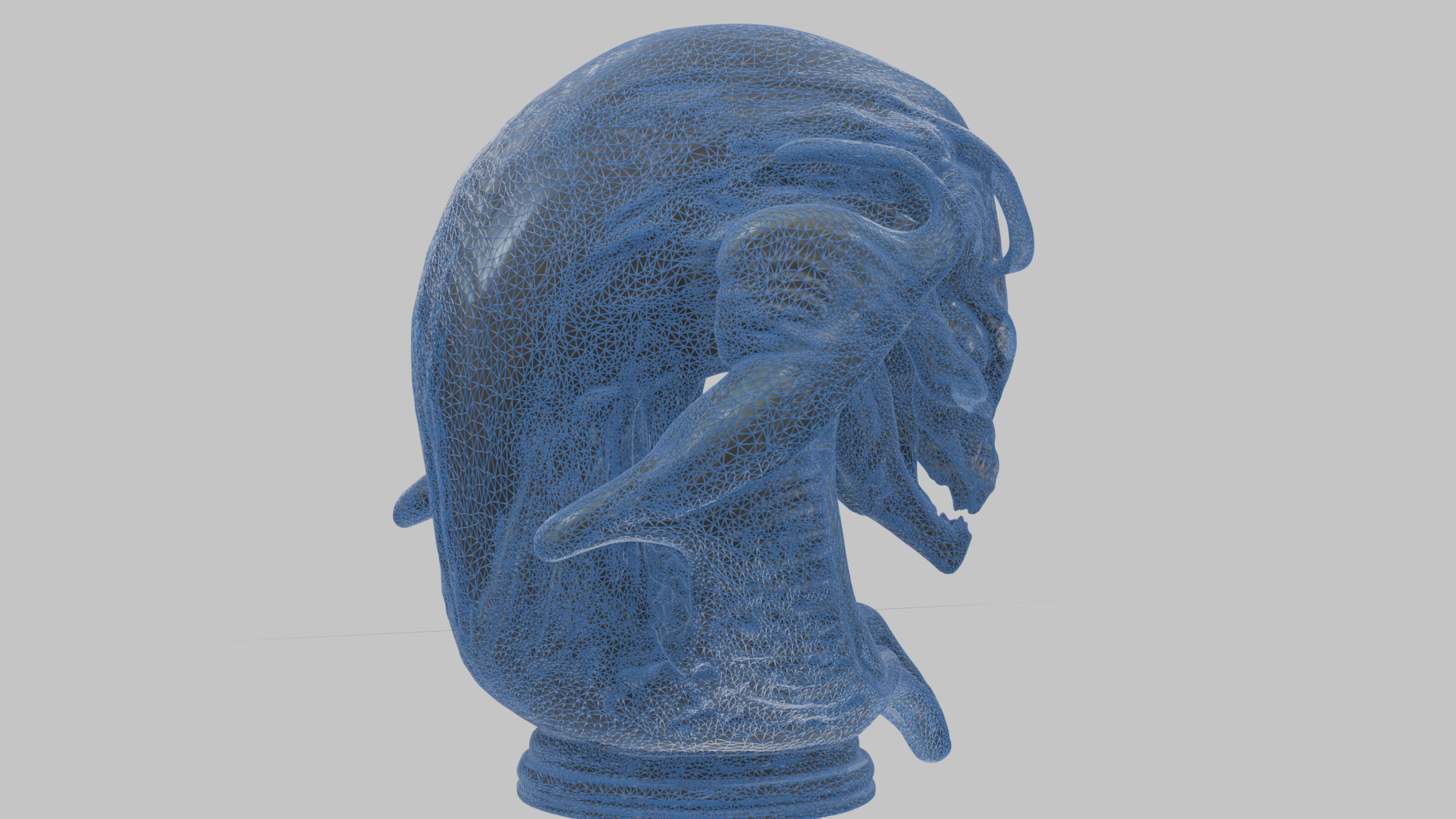 Alien Xenomorph Queen Head Bust Sculpture Low-poly 3D model_21
