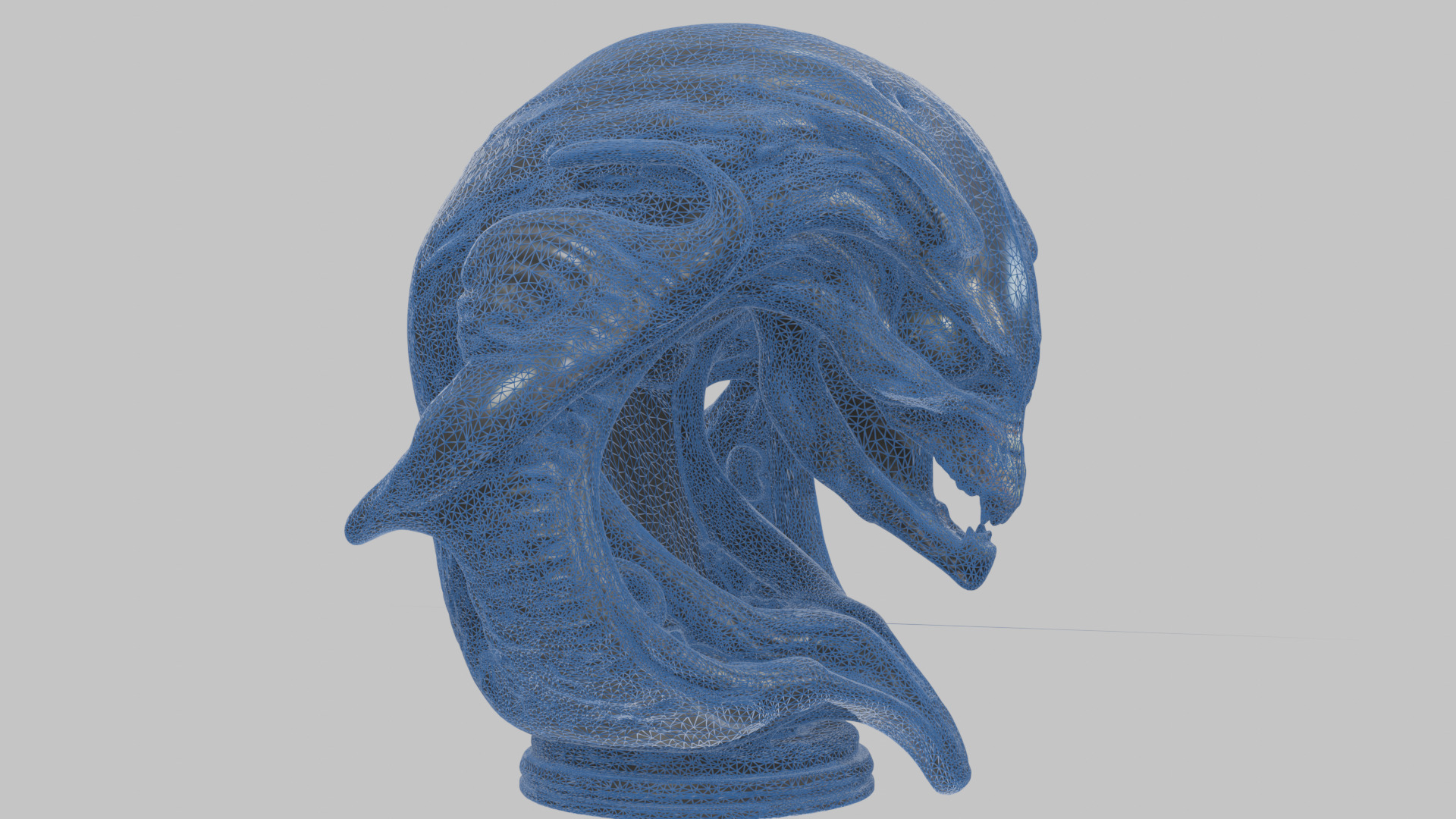 Alien Xenomorph Queen Head Bust Sculpture Low-poly 3D model_35
