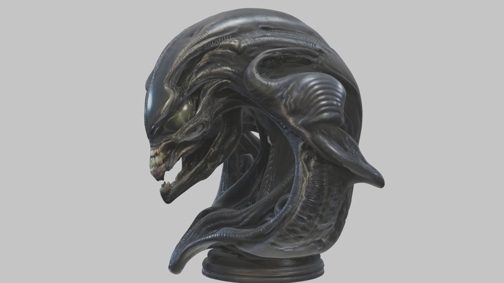 Alien Xenomorph Queen Head Bust Sculpture Low-poly 3D model_61