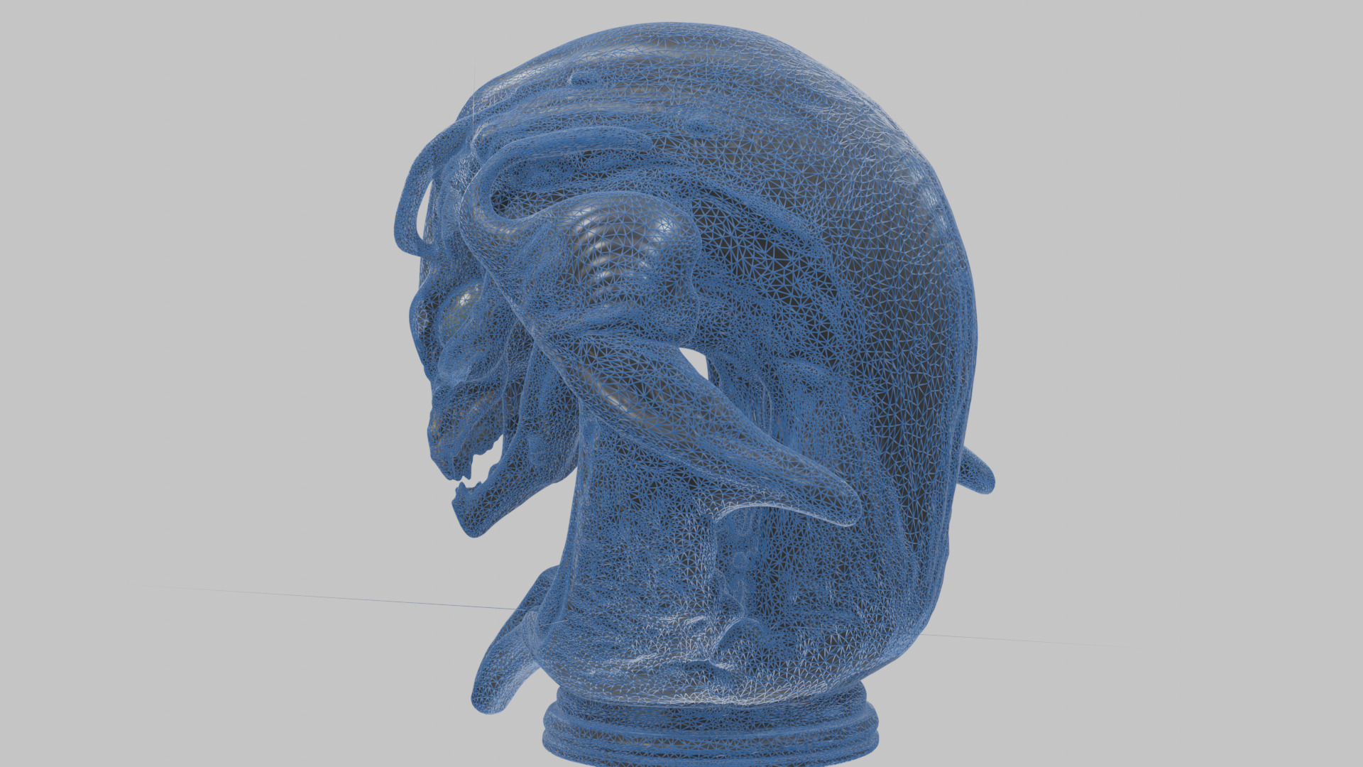 Alien Xenomorph Queen Head Bust Sculpture Low-poly 3D model_43
