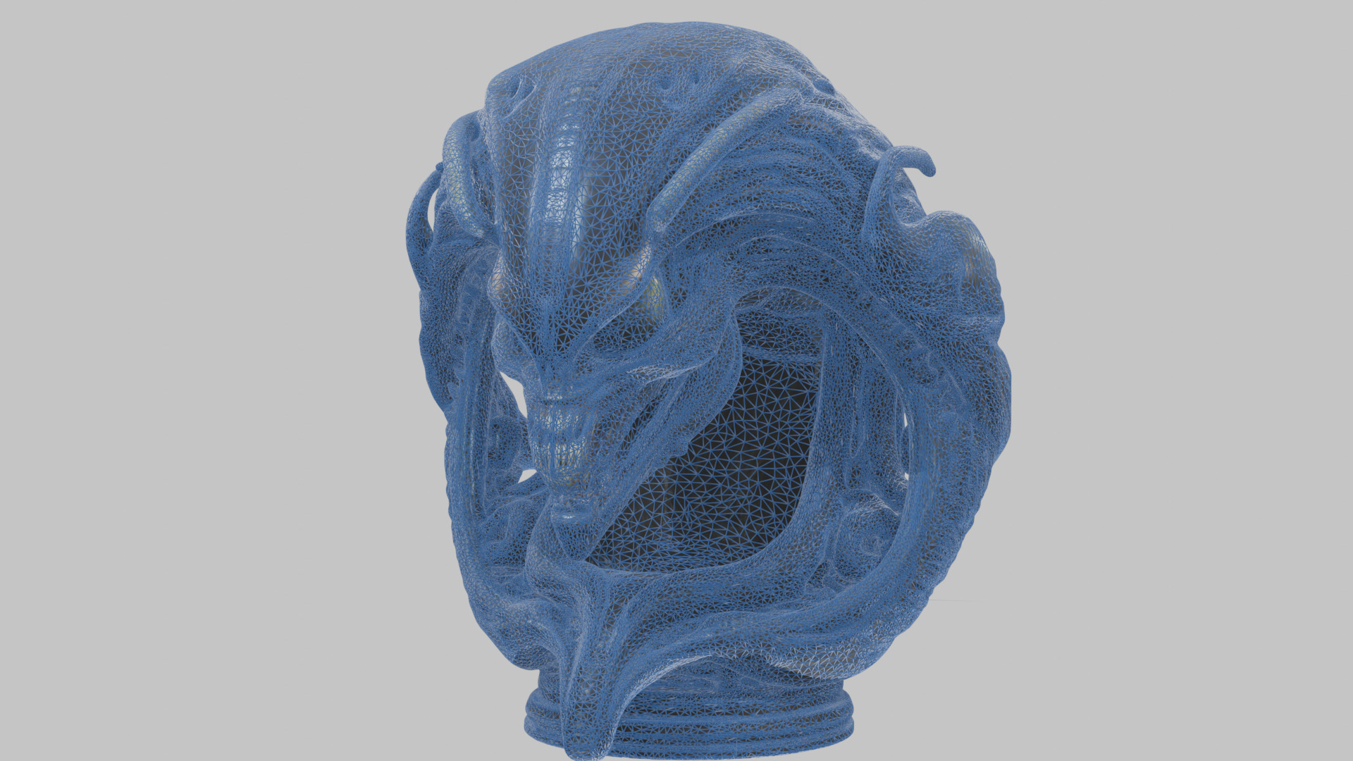 Alien Xenomorph Queen Head Bust Sculpture Low-poly 3D model_31