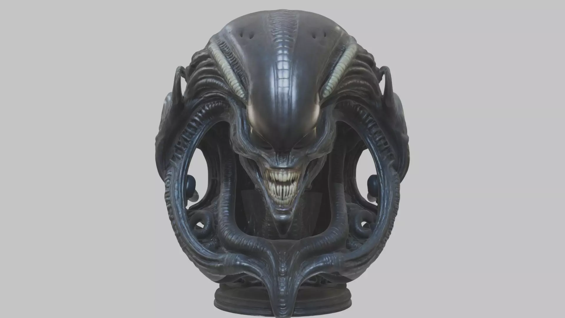 Alien Xenomorph Queen Head Bust Sculpture Low-poly 3D model_0